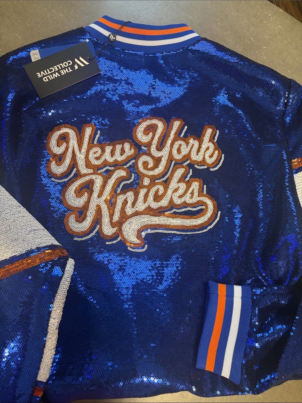 NY KNICKS Sequined Bomber Jacket - Women Size XL (NEW) 2026 CHAMPS - Picture 7 of 9